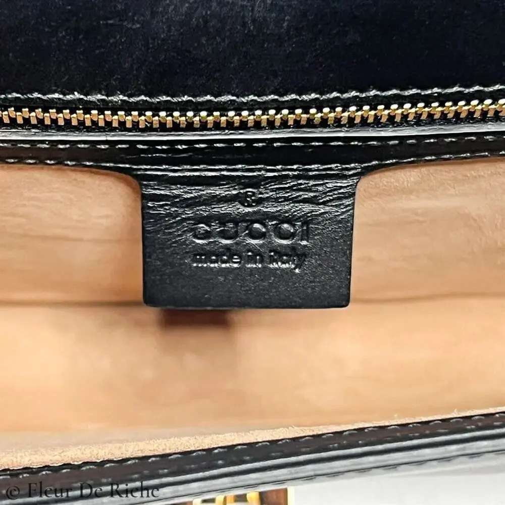 $1490 Gucci Sylvie Black Leather Web Logo Belt Bag / Clutch 476811 - Picture 5 of 7